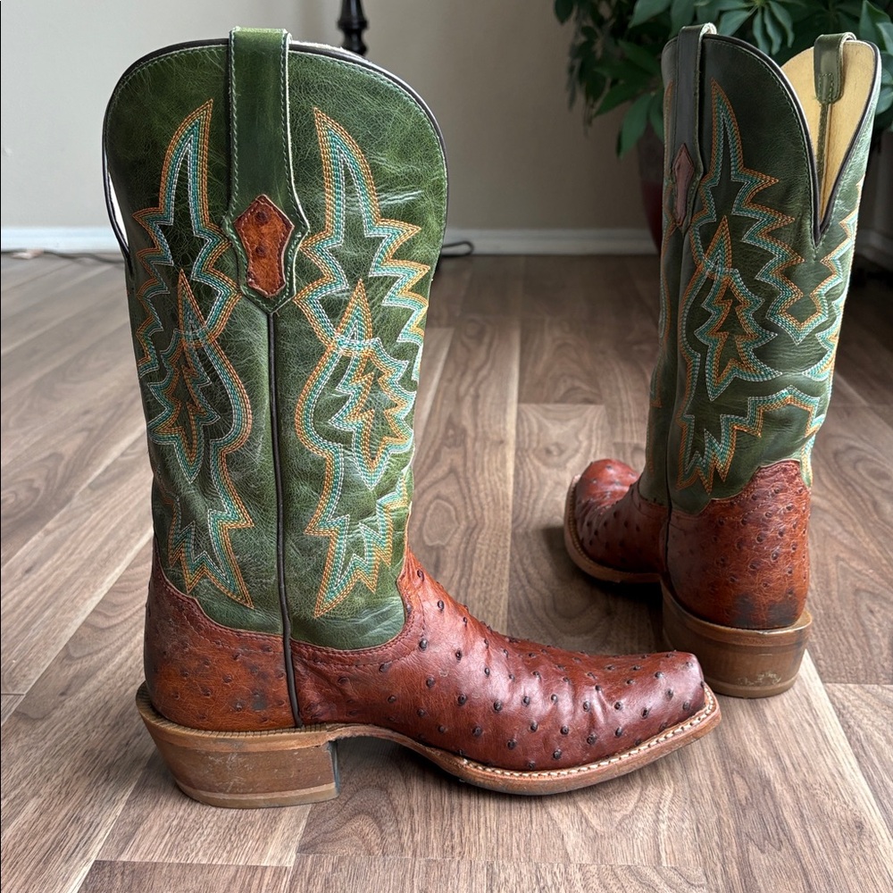 Men’s Tony Lama Full Quill Brandy Ostrich cowboy boots. 9.5D - Picture 3 of 5